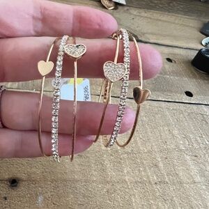 New with tags cz hoop earrings with hearts